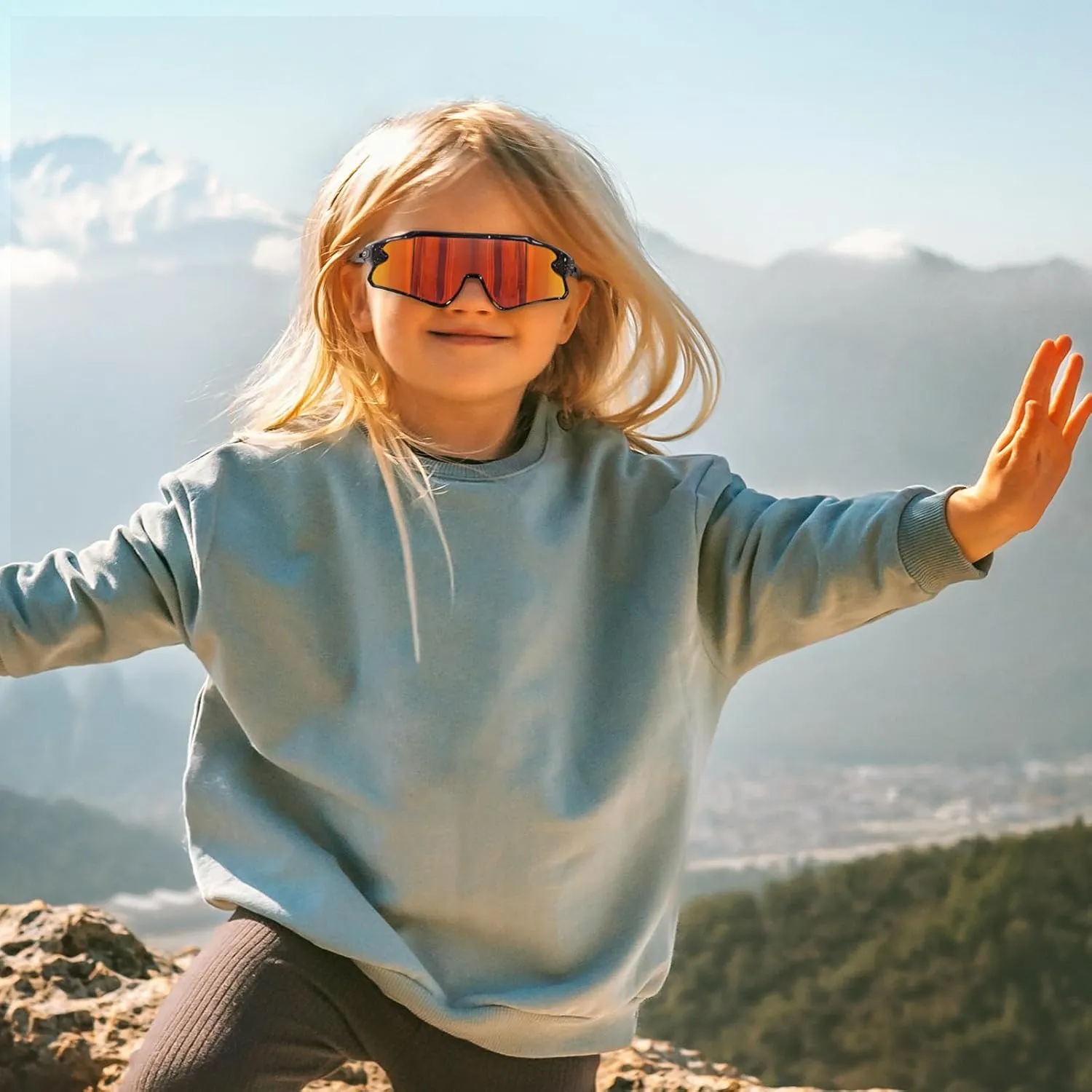 RIVBOS Youth Baseball Sunglasses for Kids(Boys&Girls) Polarized UV Protection Cycling Glasses RYS007
