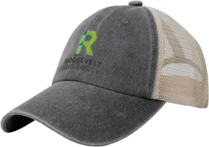 Roosevelt University Hat Adjustable Athletic Vintage Washed Distressed Mesh Baseball Cap