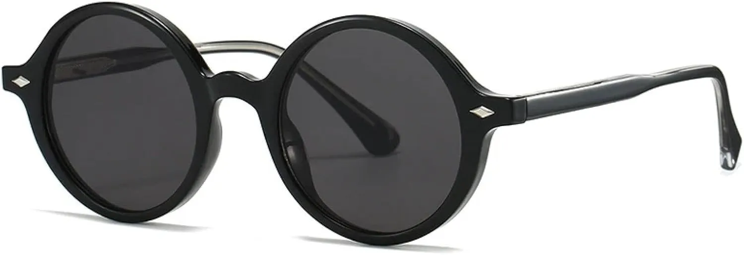 Round Women Sunglasses Fashion Punk Rivets Men Uv400