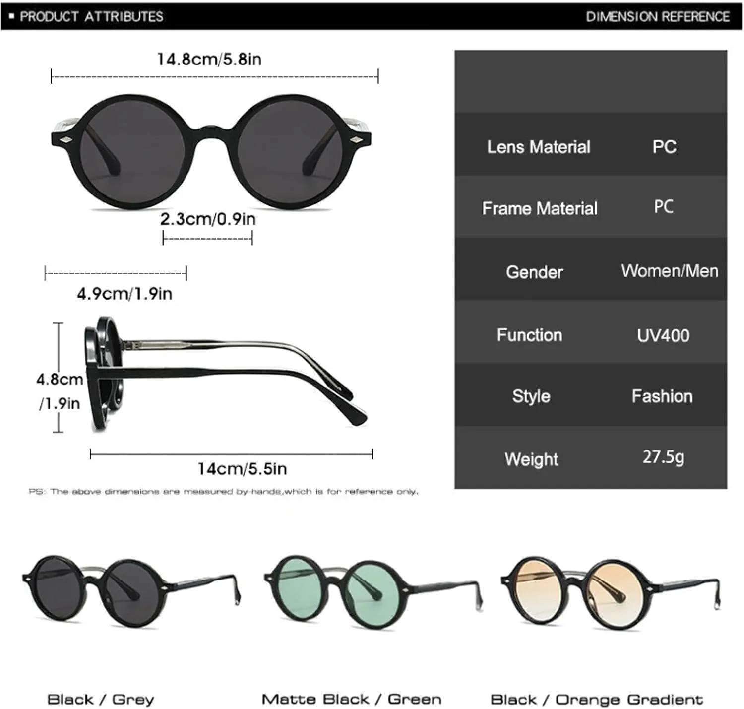 Round Women Sunglasses Fashion Punk Rivets Men Uv400