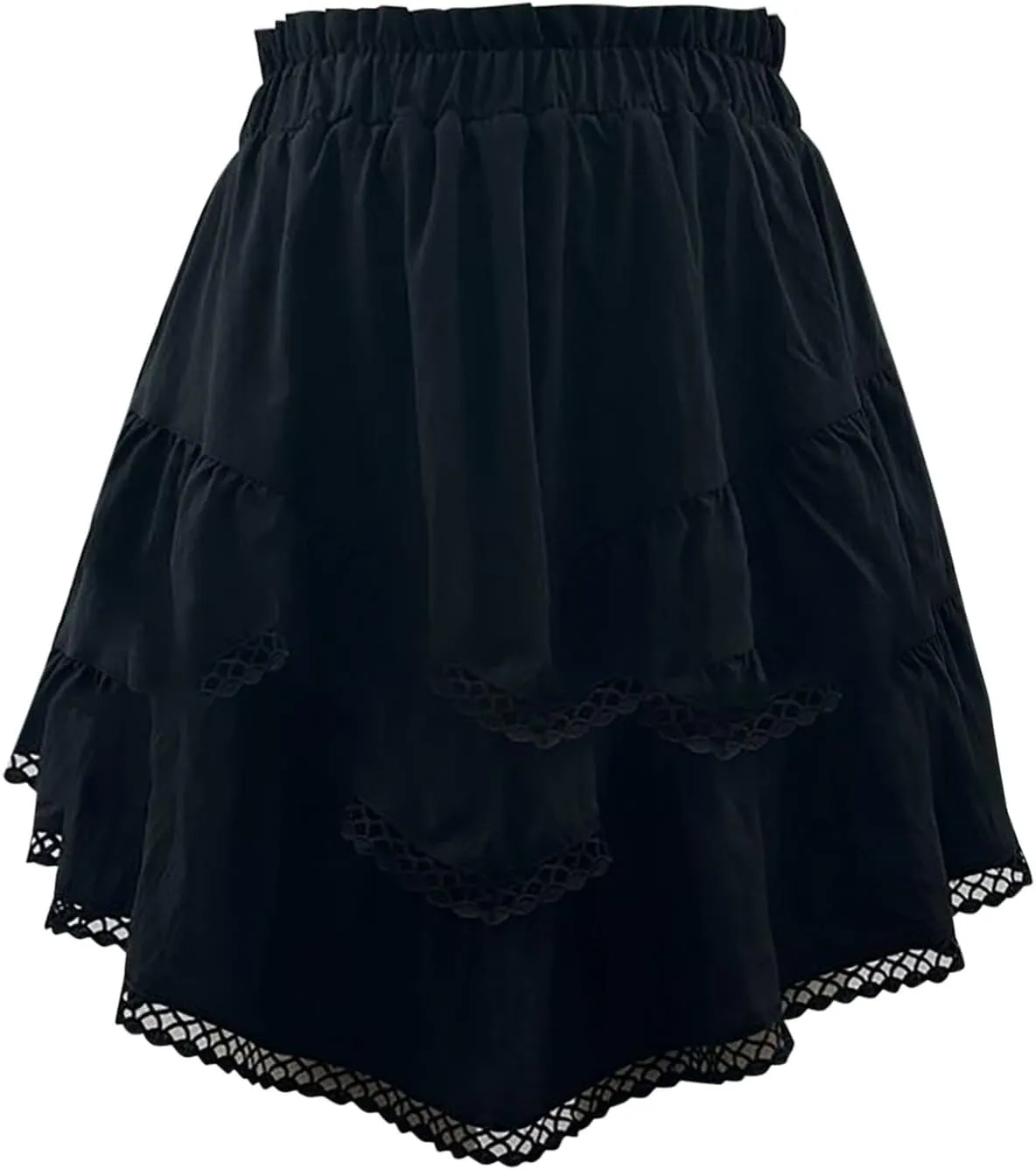 Ruffle Skorts for Women Boho Tiered Flowy Short Skirt, Stretchy Lined Layered Pleated Casual Beach Short Skirt