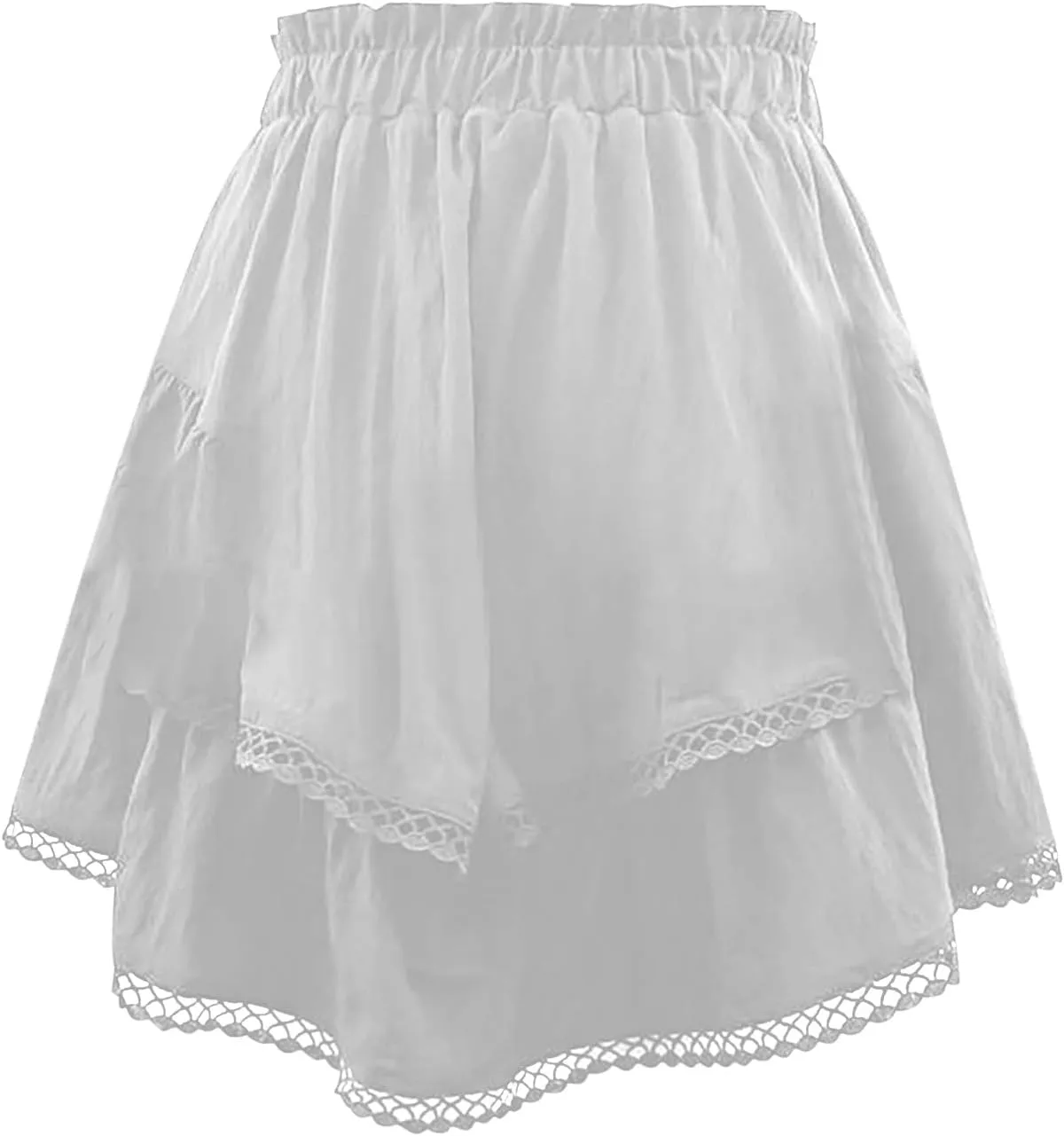 Ruffle Skorts for Women Boho Tiered Flowy Short Skirt, Stretchy Lined Layered Pleated Casual Beach Short Skirt