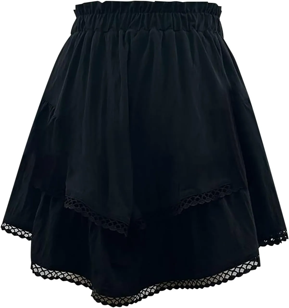 Ruffle Skorts for Women Boho Tiered Flowy Short Skirt, Stretchy Lined Layered Pleated Casual Beach Short Skirt