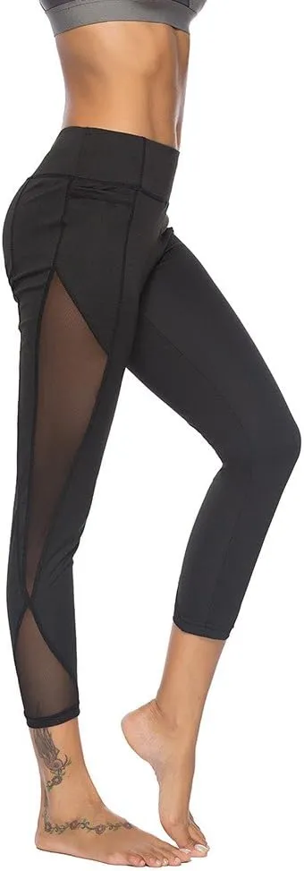 Sheer Cutout Gym Leggings for Women High Waist Butt Lifting Mesh Colorful Tights Tummy Control Yoga Best Yoga Pants