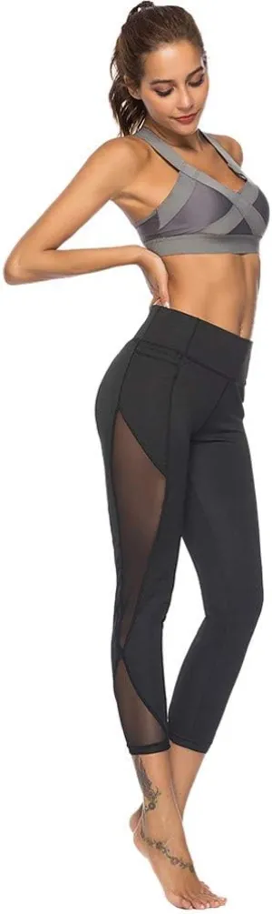 Sheer Cutout Gym Leggings for Women High Waist Butt Lifting Mesh Colorful Tights Tummy Control Yoga Best Yoga Pants