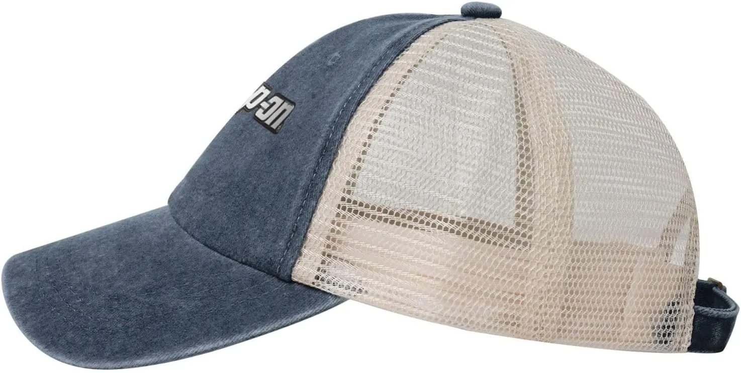 Snap On Hat Adjustable Athletic Vintage Washed Distressed Mesh Baseball Cap
