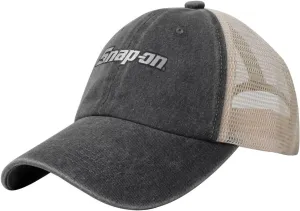 Snap On Hat Adjustable Athletic Vintage Washed Distressed Mesh Baseball Cap