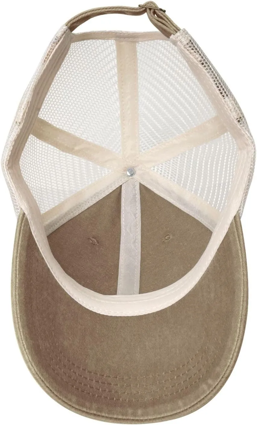 Snap On Hat Adjustable Athletic Vintage Washed Distressed Mesh Baseball Cap