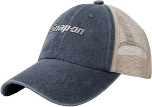 Snap On Hat Adjustable Athletic Vintage Washed Distressed Mesh Baseball Cap
