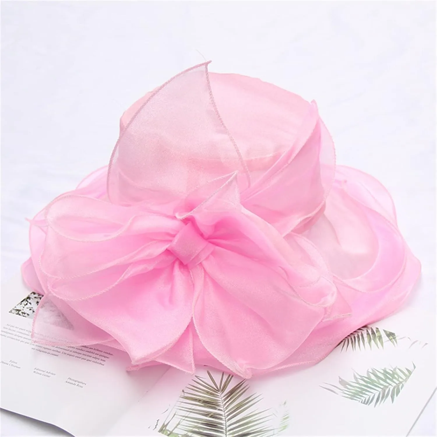 Spring Summer Mesh Sunshade Hats Flower Temperament Wedding Dress Sun Dome Large Brim Derby Hats for Women 2025