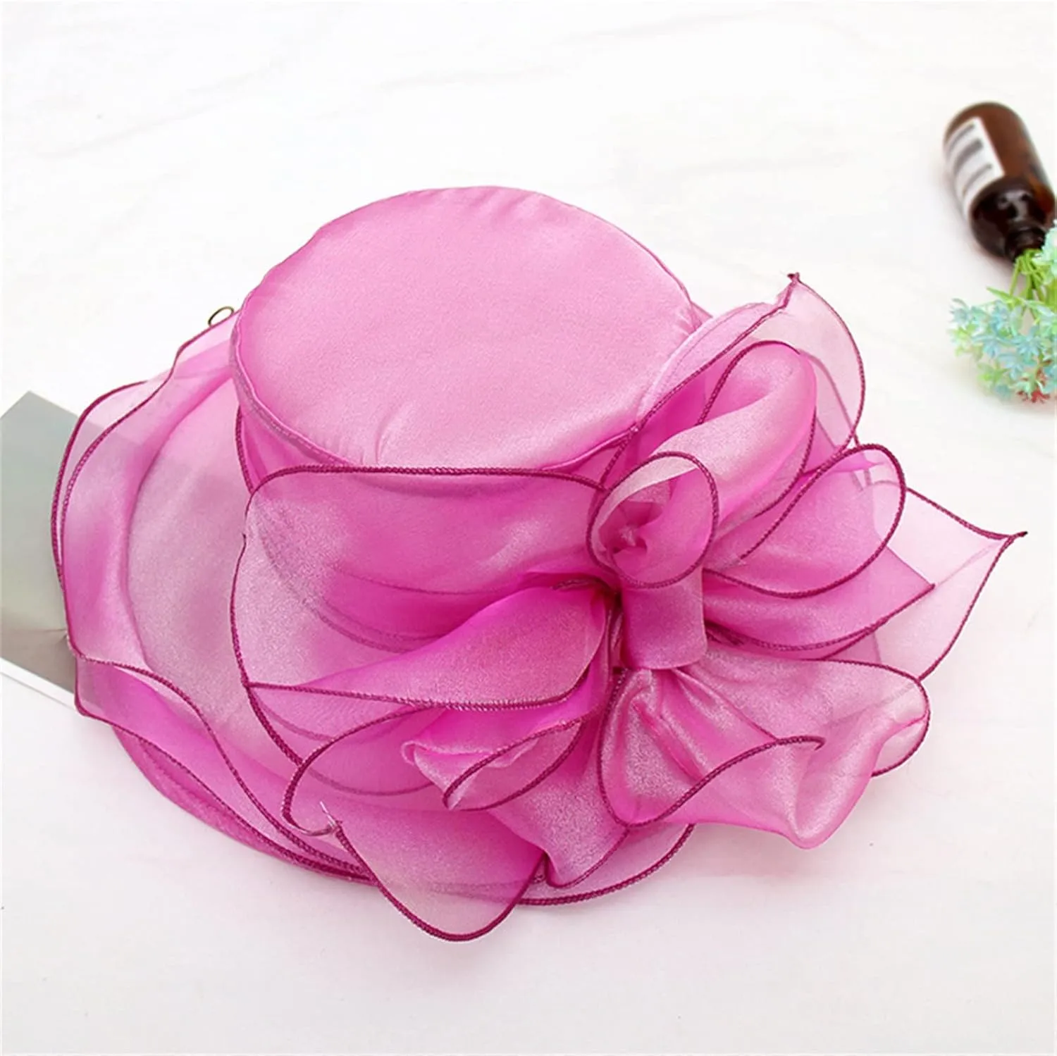 Spring Summer Mesh Sunshade Hats Flower Temperament Wedding Dress Sun Dome Large Brim Derby Hats for Women 2025