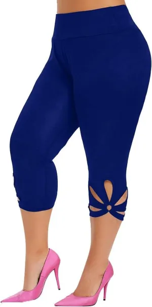 Stretchy Tights Women Tights and Leggings Cutout Crop Cotton Leggings for Women Solid Color Capri Plus Size Sporty