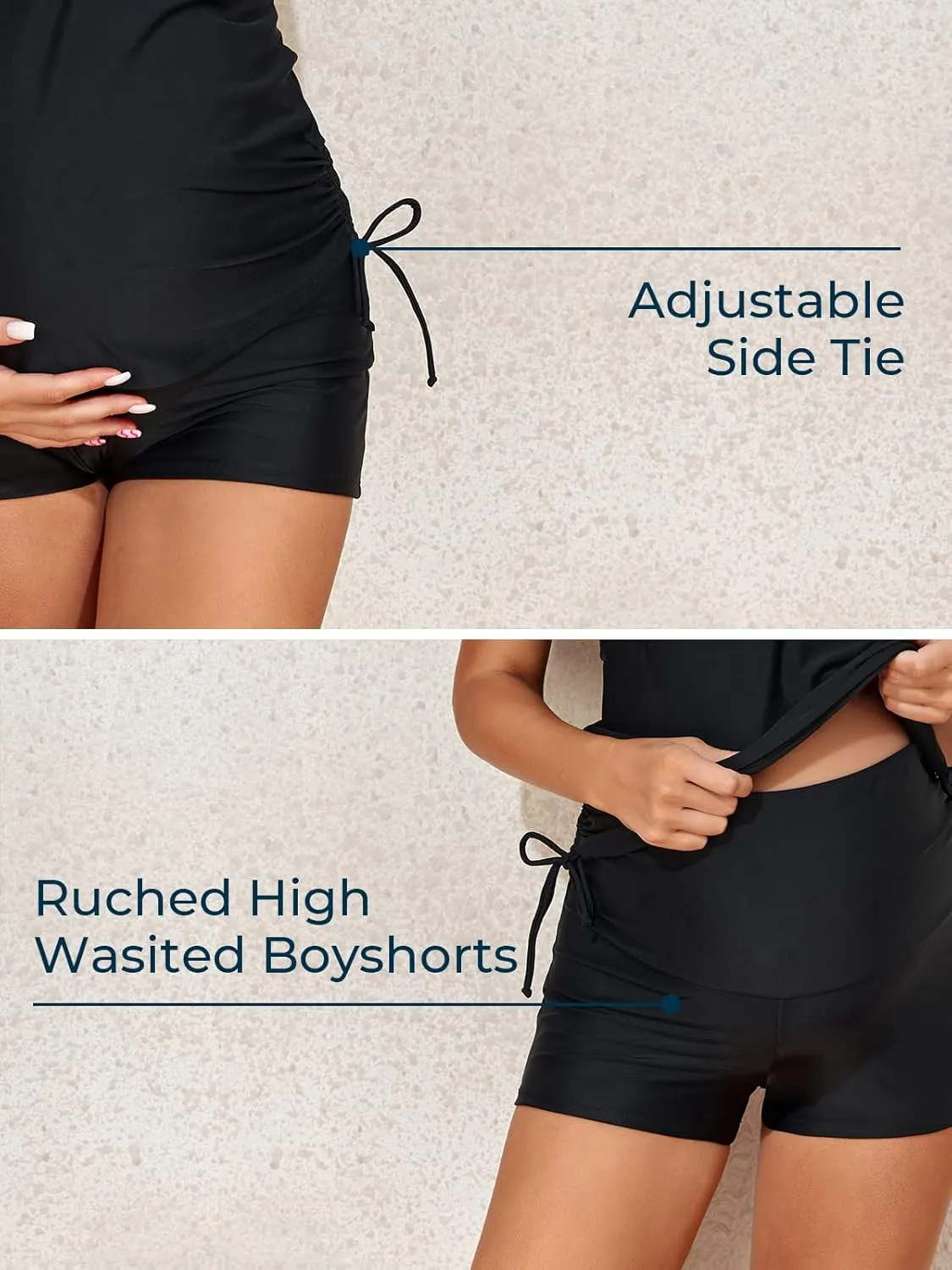 Summer Mae Maternity Two-Piece Halter Swimsuit Tankini V-Neck Side Tie Bathing Suit Pregnancy High Waist Swimwear