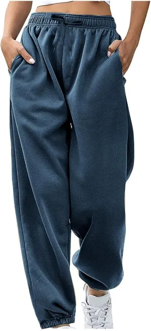 Sweatpants for Women High Waisted Pockets Joggers 2024 Teen Girls Cinch Bottom Workout Active Baggy Lounge Trousers