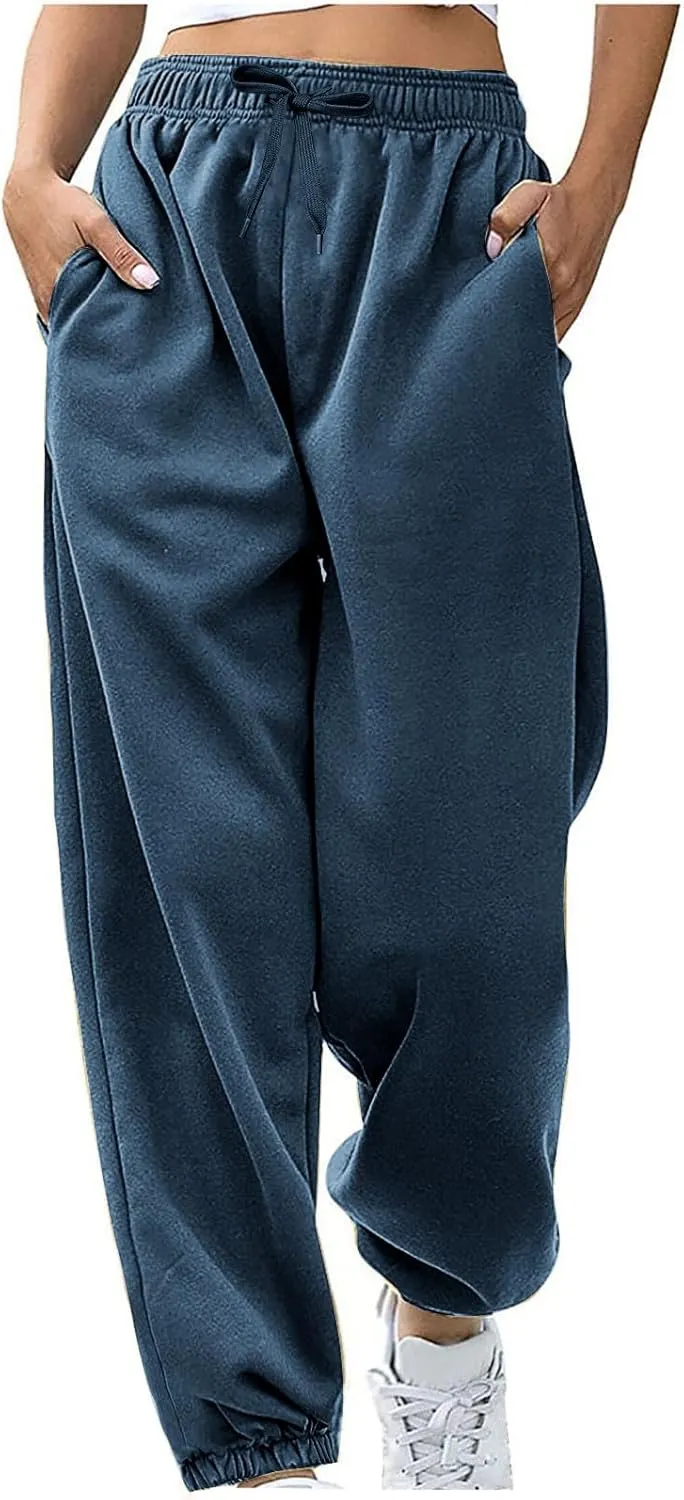 Sweatpants for Women High Waisted Pockets Joggers 2024 Teen Girls Cinch Bottom Workout Active Baggy Lounge Trousers