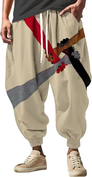 Sweatpants Fun Print Fashion Street Feel Casual Sweatpants Mens Drawstring Aladdil Hippie Harem Pants Mens Harem