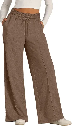 Sweatpants Women Baggy Wide Leg Lounge Pants Casual Comfy Drawstring High Wasited Yoga Pants with Pockets Streetwear