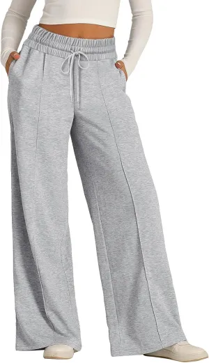 Sweatpants Women Baggy Wide Leg Lounge Pants Casual Comfy Drawstring High Wasited Yoga Pants with Pockets Streetwear