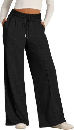 Sweatpants Women Baggy Wide Leg Lounge Pants Casual Comfy Drawstring High Wasited Yoga Pants with Pockets Streetwear