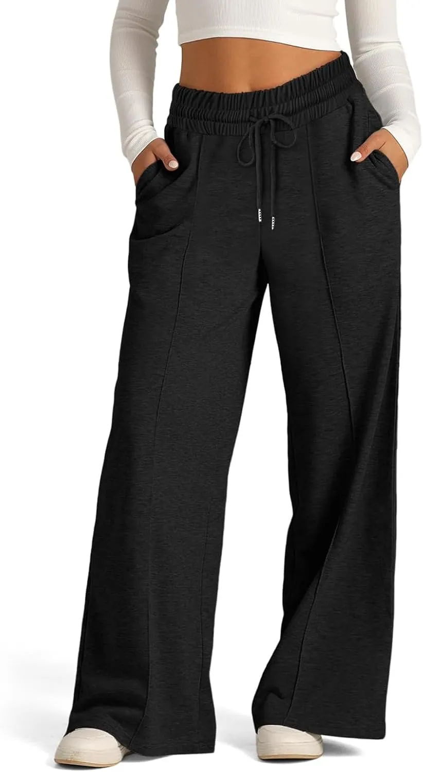 Sweatpants Women Baggy Wide Leg Lounge Pants Casual Comfy Drawstring High Wasited Yoga Pants with Pockets Streetwear