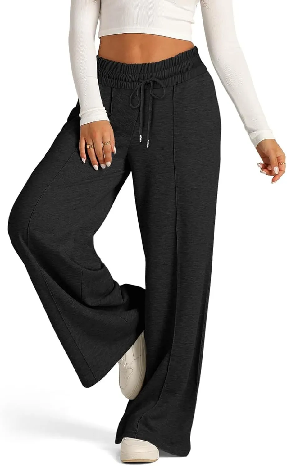 Sweatpants Women Baggy Wide Leg Lounge Pants Casual Comfy Drawstring High Wasited Yoga Pants with Pockets Streetwear