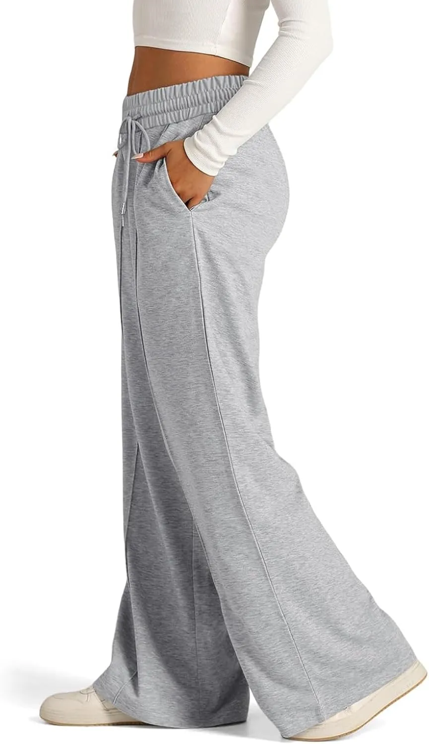 Sweatpants Women Baggy Wide Leg Lounge Pants Casual Comfy Drawstring High Wasited Yoga Pants with Pockets Streetwear