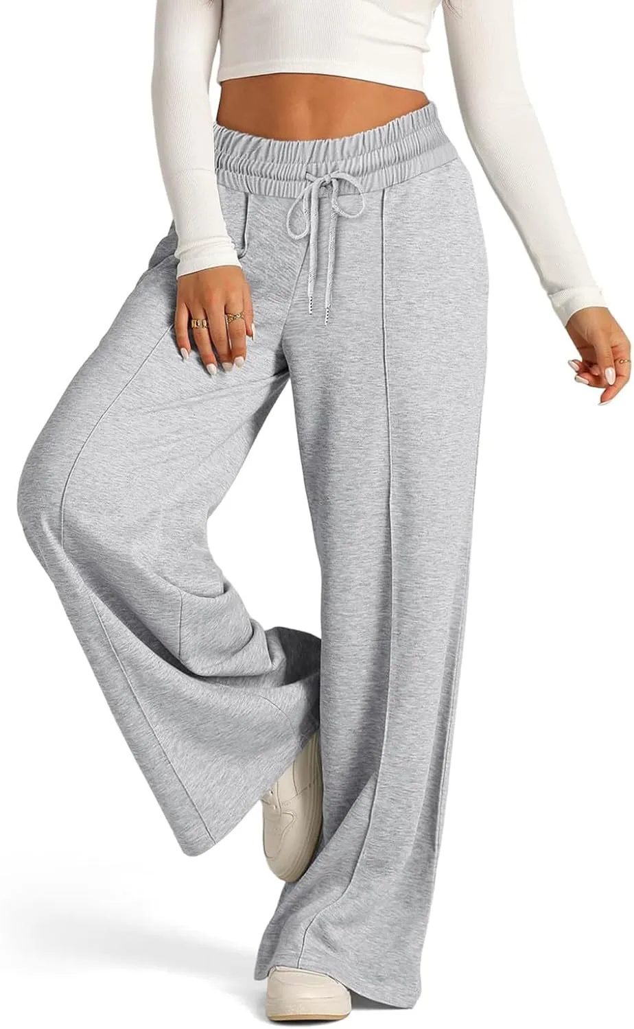 Sweatpants Women Baggy Wide Leg Lounge Pants Casual Comfy Drawstring High Wasited Yoga Pants with Pockets Streetwear