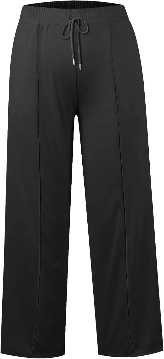 Sweatpants Women Baggy Wide Leg Lounge Pants Casual Comfy Drawstring High Wasited Yoga Pants with Pockets Streetwear