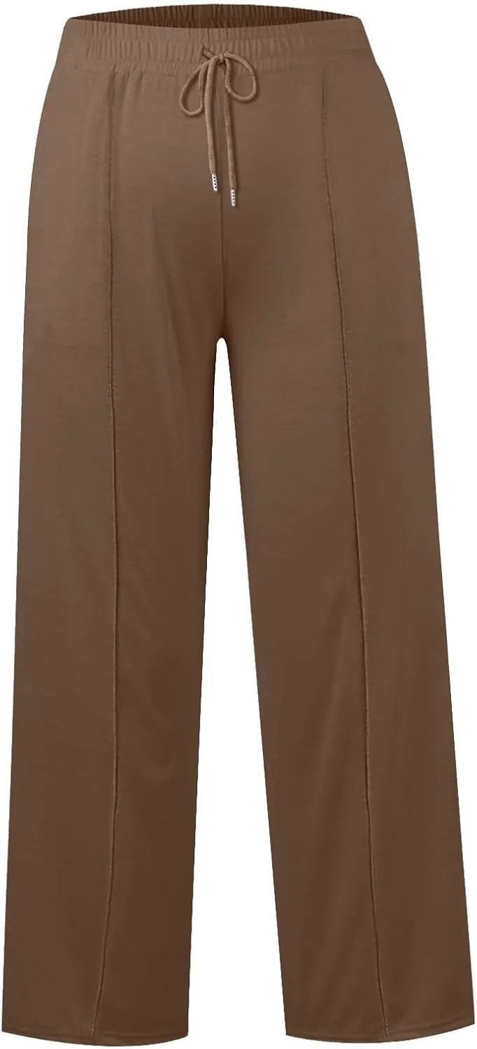 Sweatpants Women Baggy Wide Leg Lounge Pants Casual Comfy Drawstring High Wasited Yoga Pants with Pockets Streetwear