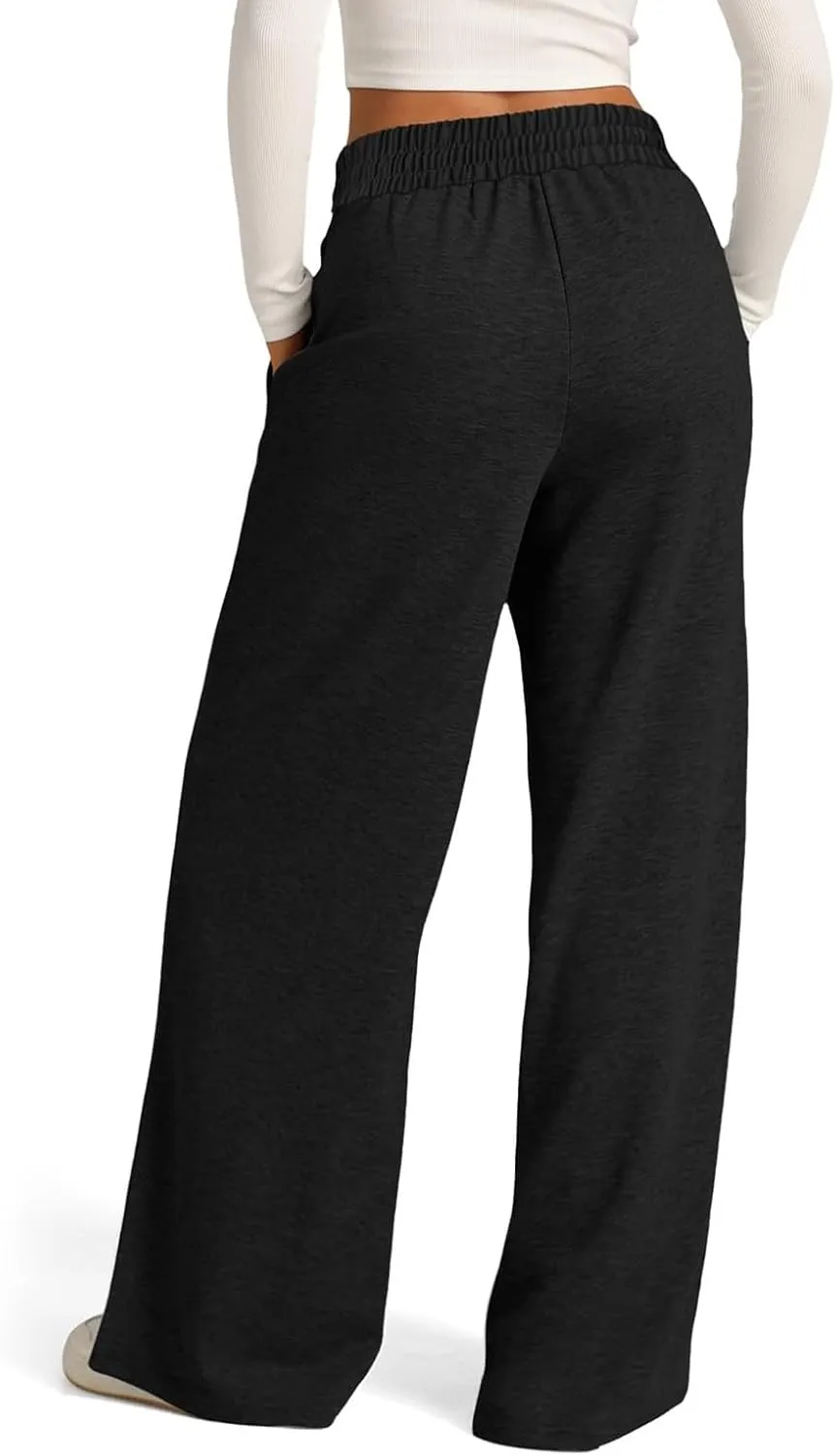 Sweatpants Women Baggy Wide Leg Lounge Pants Casual Comfy Drawstring High Wasited Yoga Pants with Pockets Streetwear