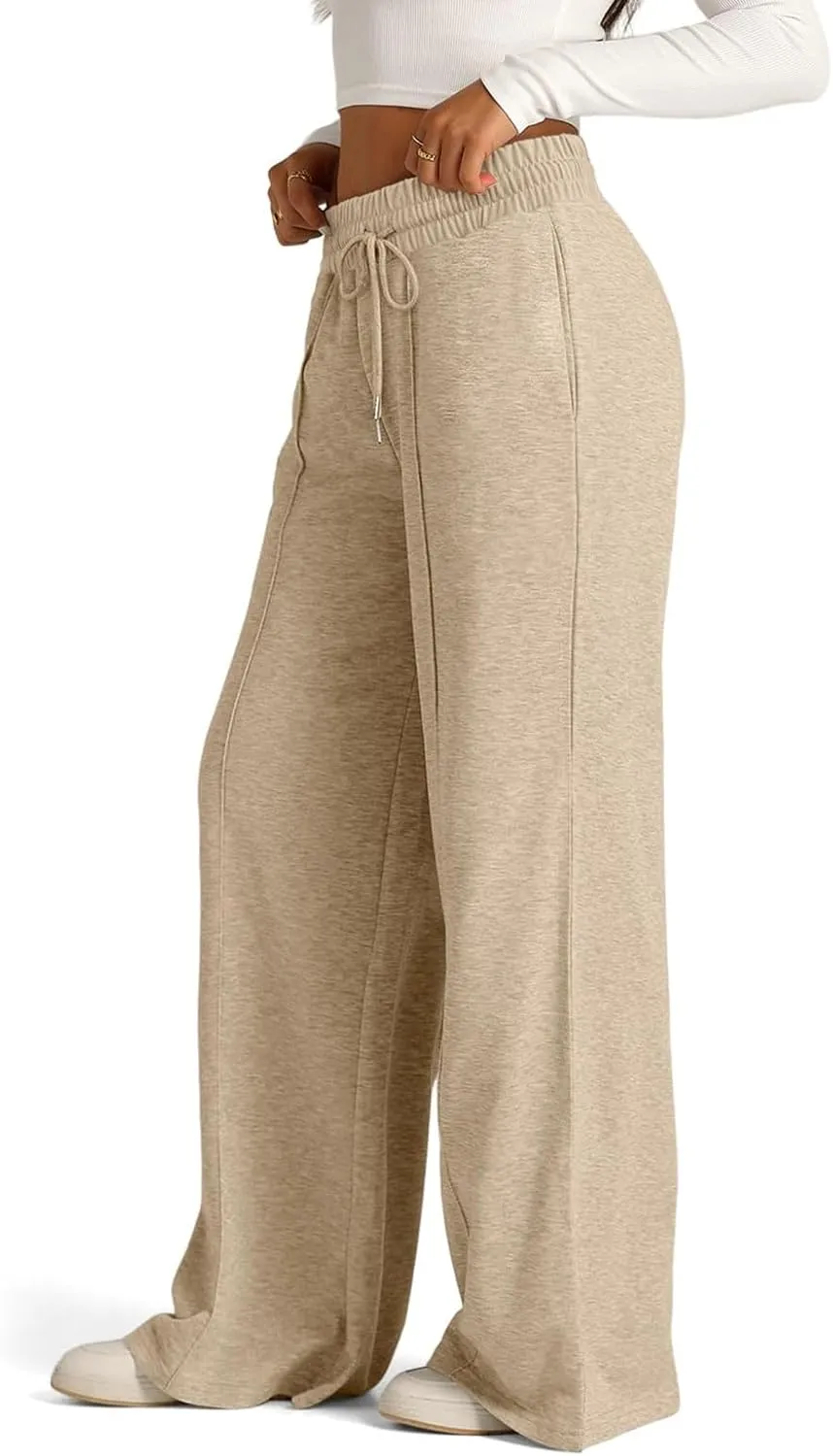 Sweatpants Women Baggy Wide Leg Lounge Pants Casual Comfy Drawstring High Wasited Yoga Pants with Pockets Streetwear