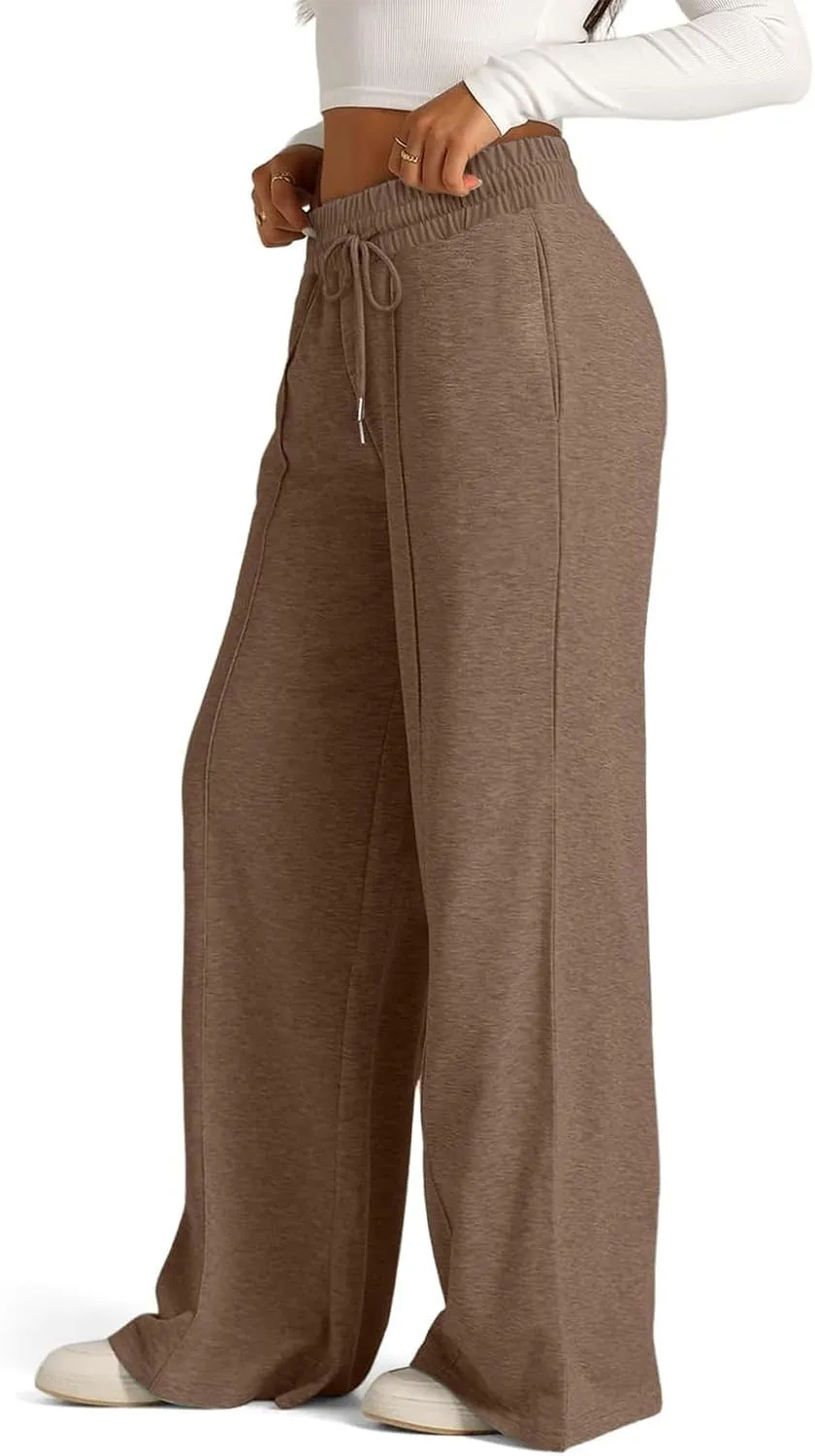 Sweatpants Women Baggy Wide Leg Lounge Pants Casual Comfy Drawstring High Wasited Yoga Pants with Pockets Streetwear