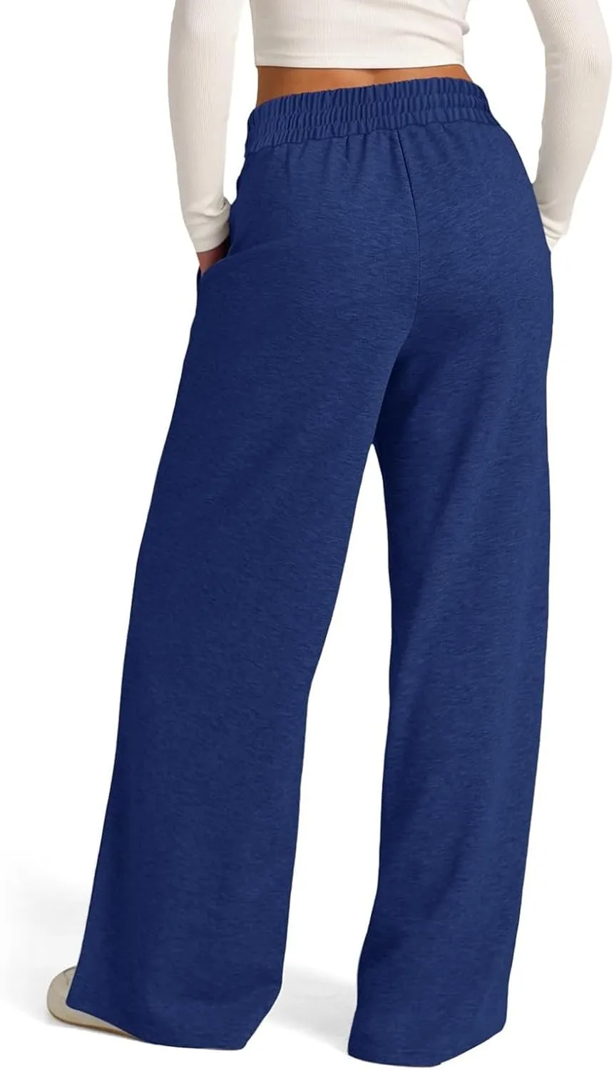 Sweatpants Women Baggy Wide Leg Lounge Pants Casual Comfy Drawstring High Wasited Yoga Pants with Pockets Streetwear