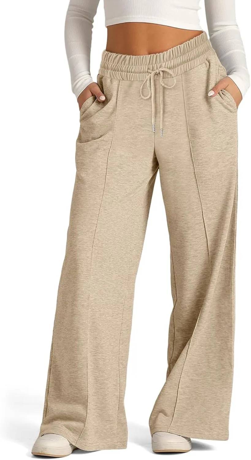 Sweatpants Women Baggy Wide Leg Lounge Pants Casual Comfy Drawstring High Wasited Yoga Pants with Pockets Streetwear