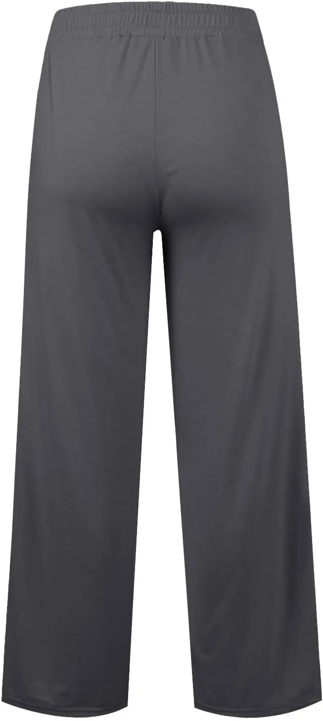 Sweatpants Women Baggy Wide Leg Lounge Pants Casual Comfy Drawstring High Wasited Yoga Pants with Pockets Streetwear
