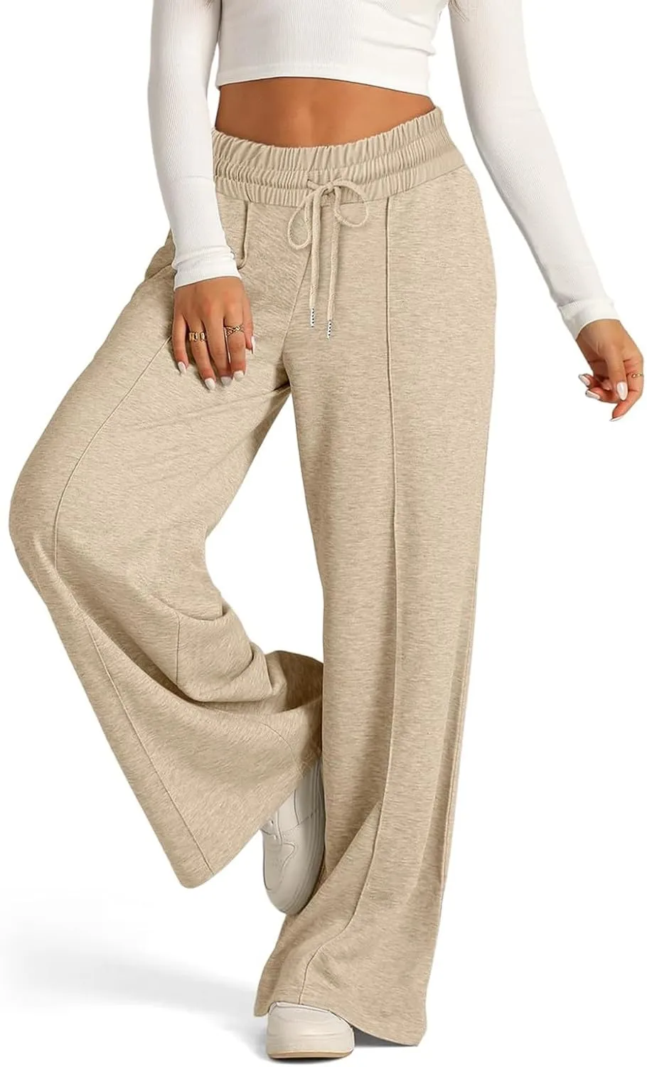 Sweatpants Women Baggy Wide Leg Lounge Pants Casual Comfy Drawstring High Wasited Yoga Pants with Pockets Streetwear