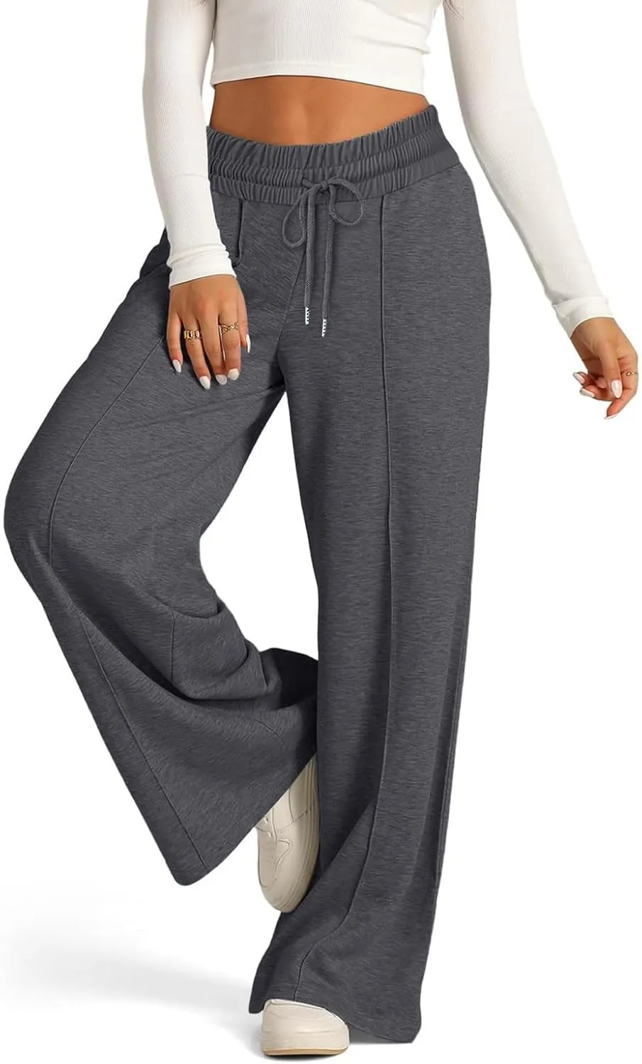 Sweatpants Women Baggy Wide Leg Lounge Pants Casual Comfy Drawstring High Wasited Yoga Pants with Pockets Streetwear