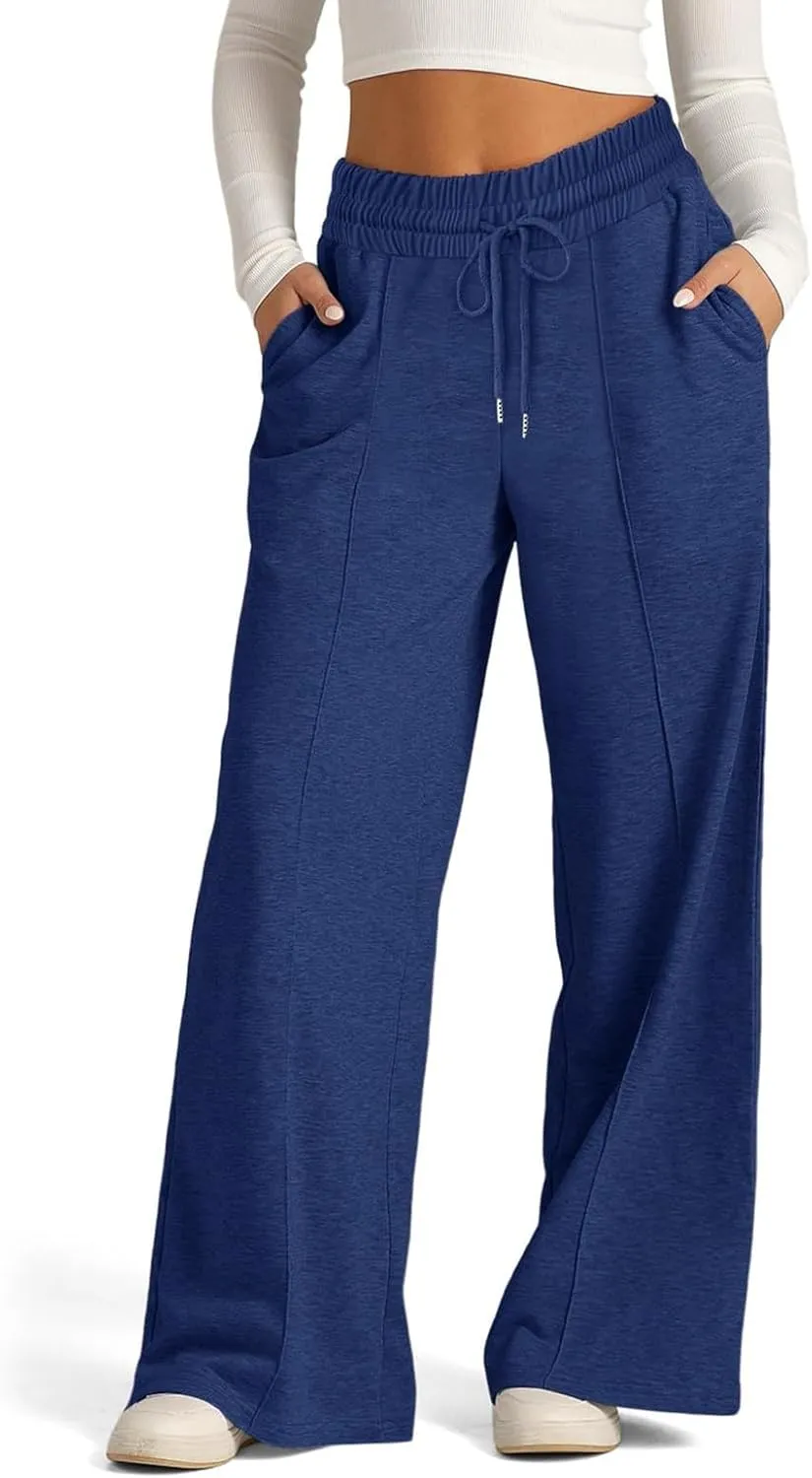 Sweatpants Women Baggy Wide Leg Lounge Pants Casual Comfy Drawstring High Wasited Yoga Pants with Pockets Streetwear