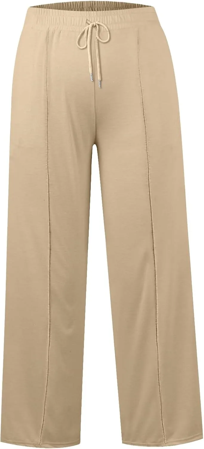 Sweatpants Women Baggy Wide Leg Lounge Pants Casual Comfy Drawstring High Wasited Yoga Pants with Pockets Streetwear