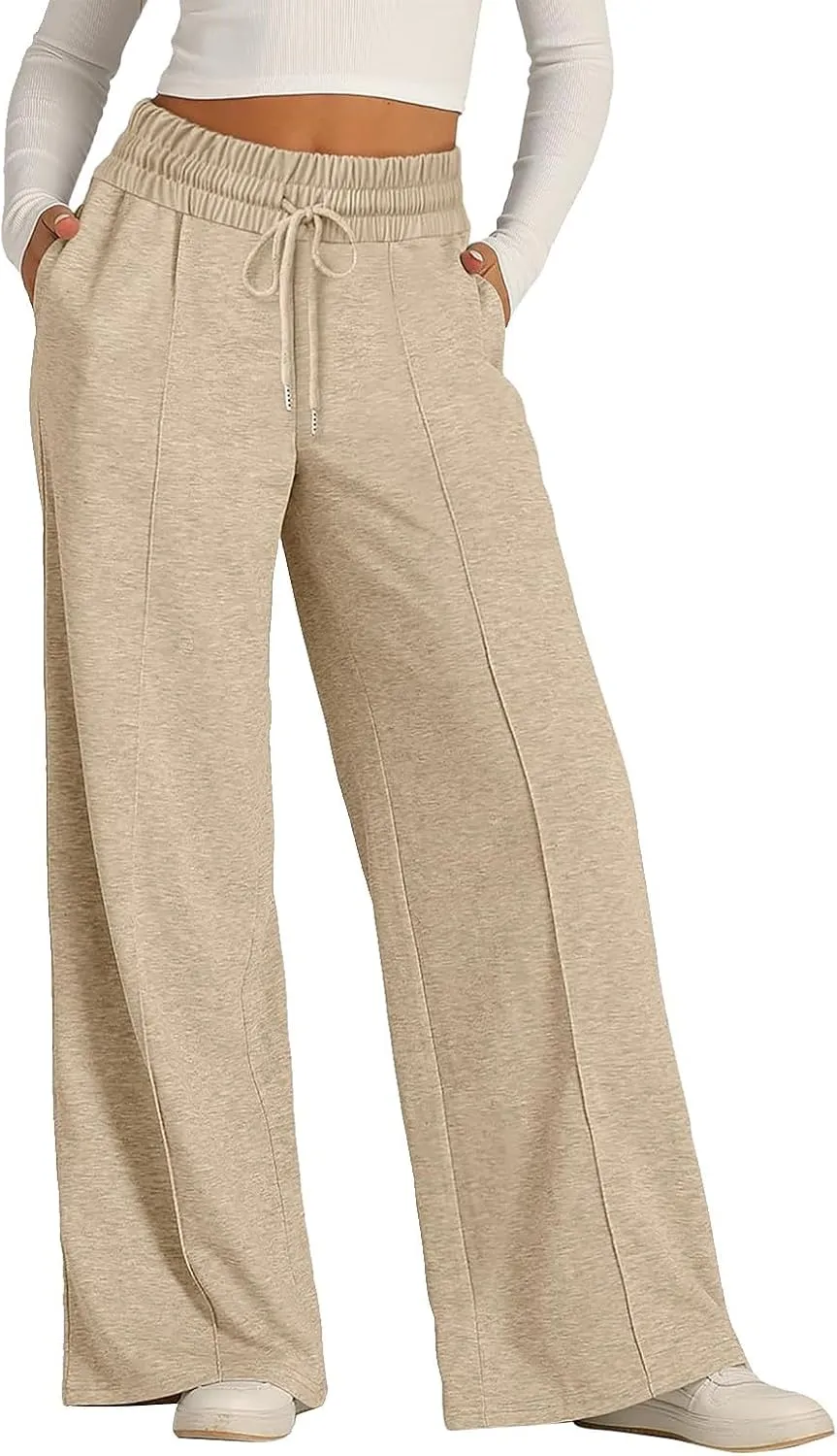 Sweatpants Women Baggy Wide Leg Lounge Pants Casual Comfy Drawstring High Wasited Yoga Pants with Pockets Streetwear