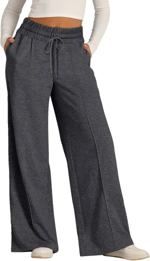 Sweatpants Women Baggy Wide Leg Lounge Pants Casual Comfy Drawstring High Wasited Yoga Pants with Pockets Streetwear