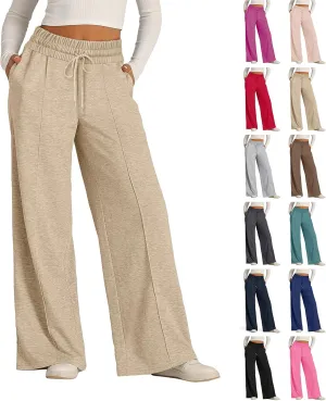 Sweatpants Women Baggy Wide Leg Lounge Pants Casual Comfy Drawstring High Wasited Yoga Pants with Pockets Streetwear