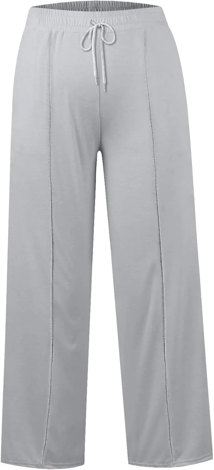 Sweatpants Women Baggy Wide Leg Lounge Pants Casual Comfy Drawstring High Wasited Yoga Pants with Pockets Streetwear