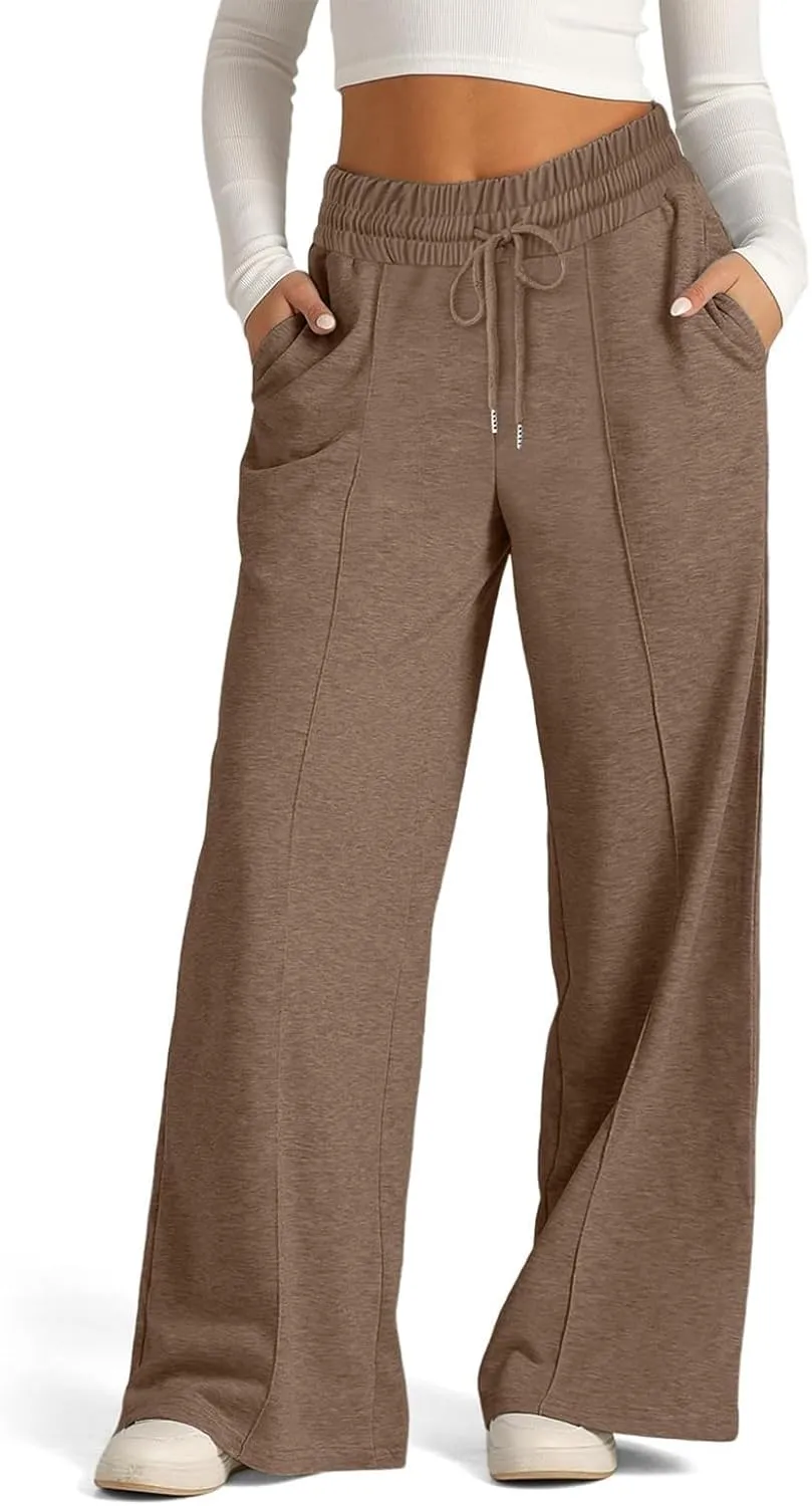 Sweatpants Women Baggy Wide Leg Lounge Pants Casual Comfy Drawstring High Wasited Yoga Pants with Pockets Streetwear