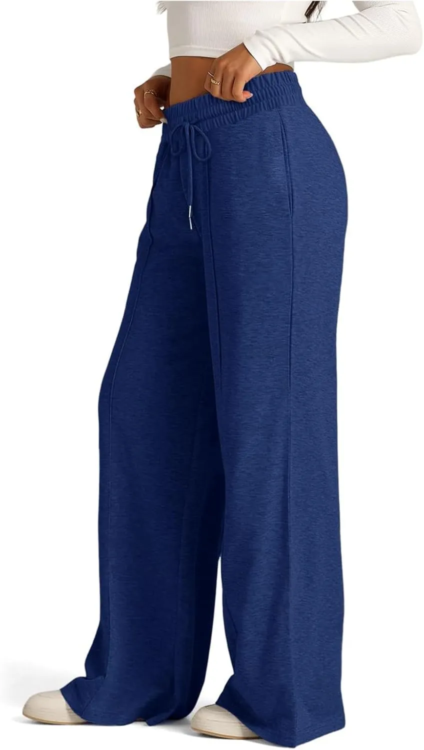 Sweatpants Women Baggy Wide Leg Lounge Pants Casual Comfy Drawstring High Wasited Yoga Pants with Pockets Streetwear