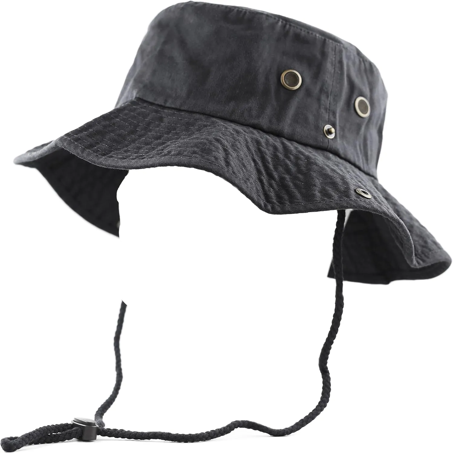 The Hat Depot Cotton Stone-Washed Safari Wide Brim Foldable Double-Sided Sun Boonie Bucket Hat