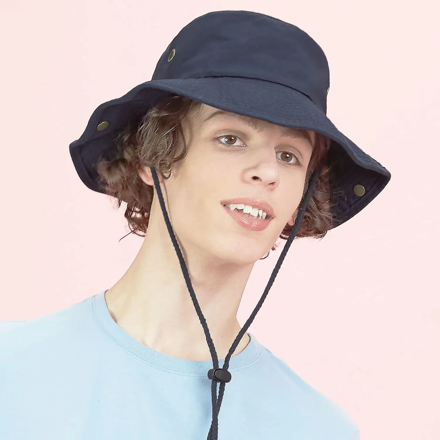 The Hat Depot Cotton Stone-Washed Safari Wide Brim Foldable Double-Sided Sun Boonie Bucket Hat