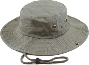 The Hat Depot Cotton Stone-Washed Safari Wide Brim Foldable Double-Sided Sun Boonie Bucket Hat