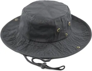 The Hat Depot Cotton Stone-Washed Safari Wide Brim Foldable Double-Sided Sun Boonie Bucket Hat