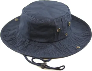 The Hat Depot Cotton Stone-Washed Safari Wide Brim Foldable Double-Sided Sun Boonie Bucket Hat